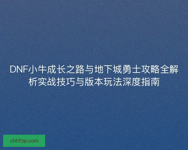 DNF小牛成长之路与地下城勇士攻略全解析实战技巧与版本玩法深度指南